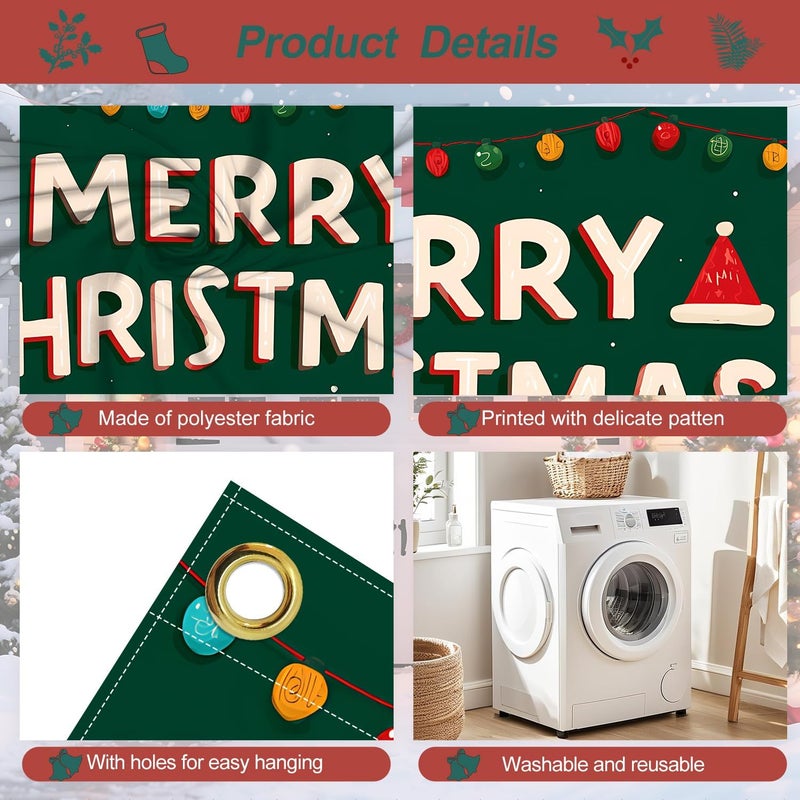 ANNA QUEEN Merry Christmas Gift & Tree Garage Door Banner 6 x 13FT, Holiday Greetings Outdoor Garage Decoration for Parties Home Decor - Image 4